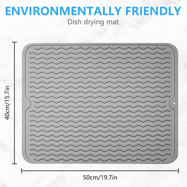 wxsp Silicone Drain Mat, Silicone Dish Drying Mat, for Kitchen Drain, Quick Drying, Heat Resistant, Non-Slip - Light Grey, 40 x 50