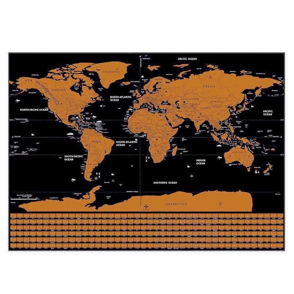 Deluxe Erase Black World Map Scratch Off Personal Travel Decor 82.5x59.4cm