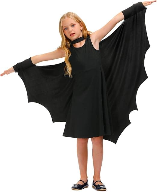 Børns sorte flagermusvinger kostume 8-10 år