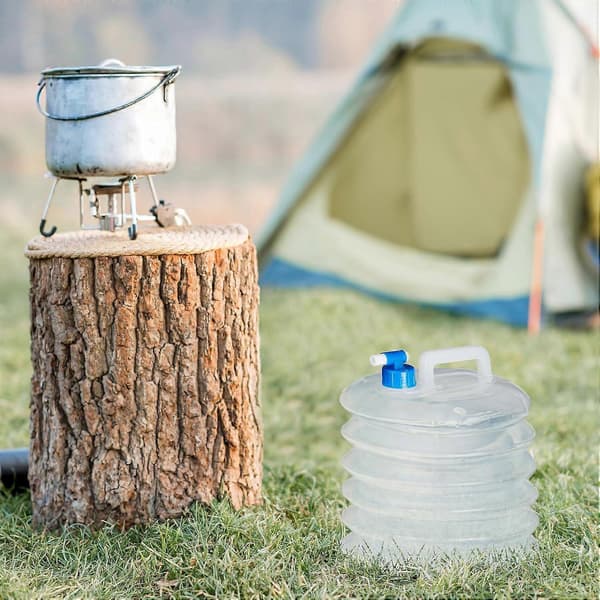 Foldable Water Container Set of 4, Oval, Handle, with Tap, 15L, Drinking Water for Camping