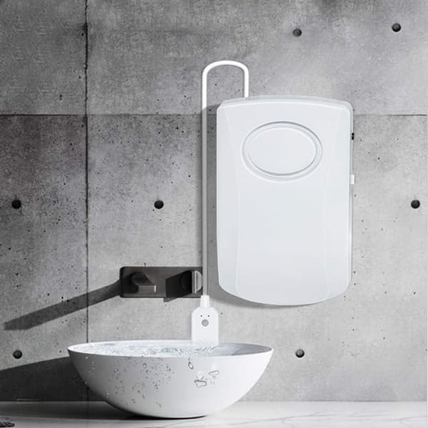 130dB Vattenläckalarm, 95 cm lång kabel, med sensor, hemlarmsystem för vattenläckagedetektering, batterier ingår
