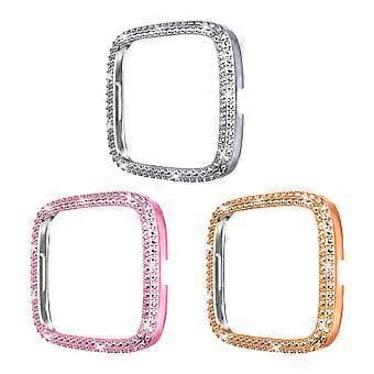 3-pack Bling Crystal Diamond Frame Protective Case Compatible for Fitbit Versa 2