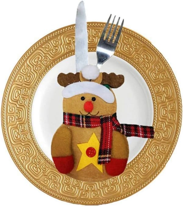 6 pcs Christmas Table Placement Card Cutlery Holder Pockets Knives