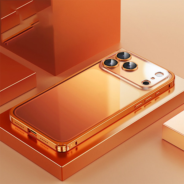 Orange Magnetic Spring Buckle Transparent Back Case Compatible with iPhone 17 Pro