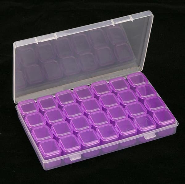 Diamond Painting Storage Box with 28 Compartments - Diamond Painting Storage Box - Sorting Box - Purple