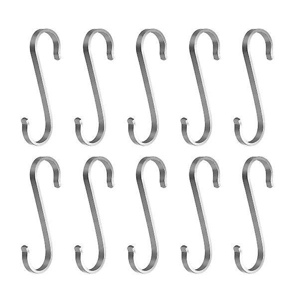 10st rostfritt stål S-formade krokar Multifunktionella metall platta hängkrokar Galgar för kök Wo 10PCS 19X19mm