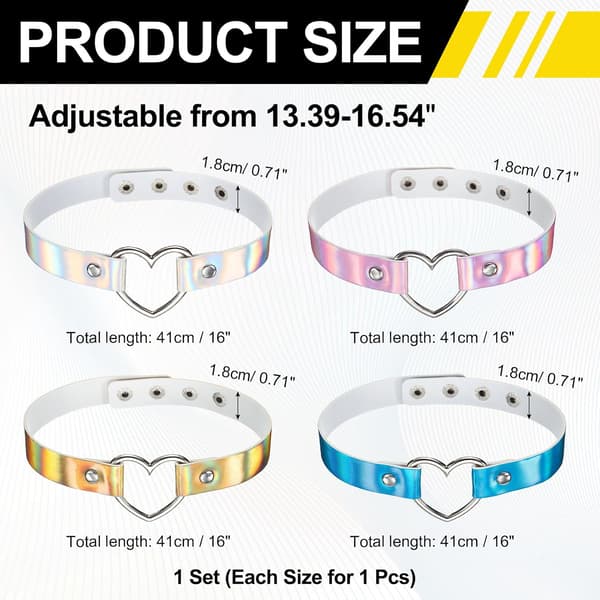 PU Läder Chokers Vit Rosa Blå White, Pink, Blue, Gold