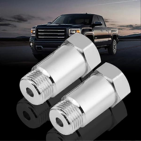 O2-sensorafstandsstykke + iltsensor 2 stk. 45 mm M18*1.5 Check Engine Light Eliminator Adapter O2 iltsensorforlænger afstandsstykke sølv