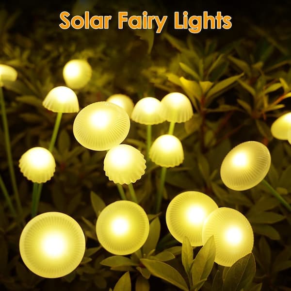 2-pack 16LED Solcellslampor för Trädgårdsutemiljö, Svampformade Solcellslampor Utomhus, IP65 Vattentät Eldflugelampa Utomhusdekor Varmvit