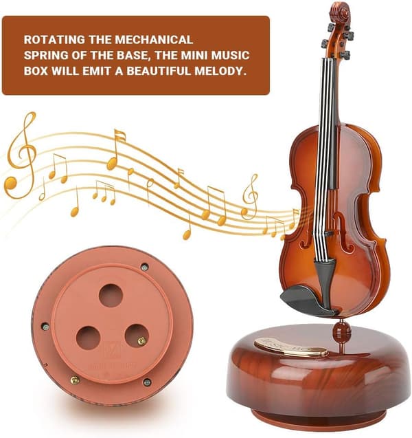 Violin Music Box, Creative Violin Music Box with Rotating Music