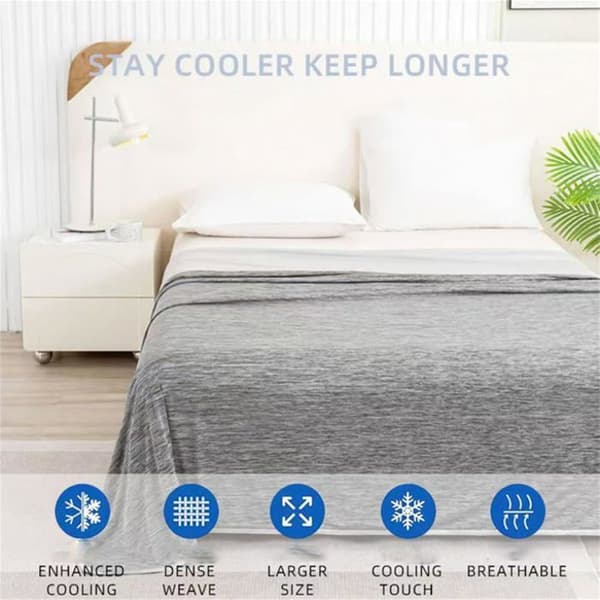 Cooling Blanket, Lightweight Summer Blanket, Double-Sided Cooling Blanket, Soft and Lightweight for Bed (Dark Grey, 100x150cm)