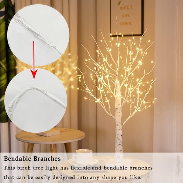 Birch Tree with Lights, 144 LED Lights, Tabletop Bonsai Tree, Artificial Tree for Wedding, Party, Indoor Gift