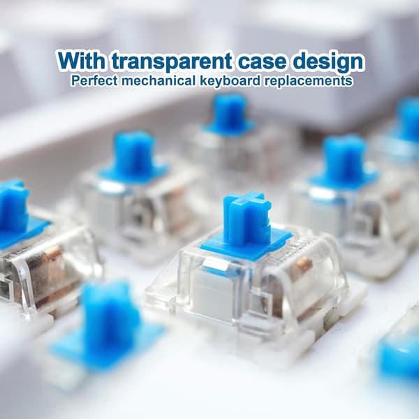 10 pcs Blue Switches Replacement 3-PIN Mechanical Keyboard Switches, Clicky, Precise Typing, Dustproof, LED Keyboard, Gaming Keyboard