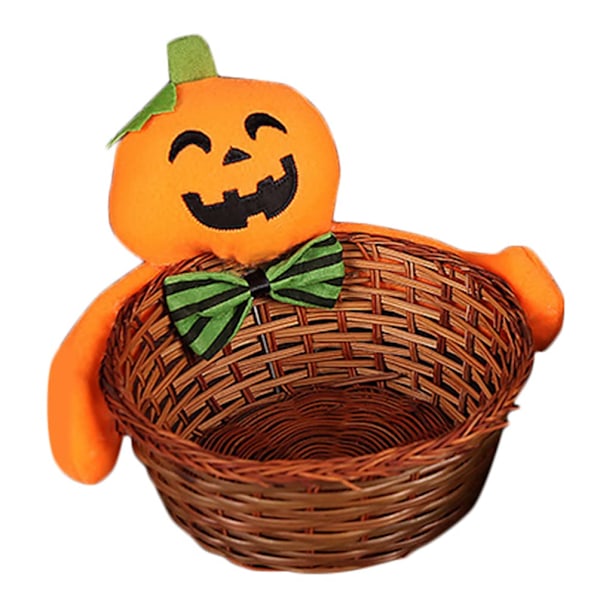 2 kpl Halloween-kurpitsakori Temppu vai herkku -kori Rotinkinen pyöreä hedelmäkori Vieroinen säilytyskulho Leivänkori