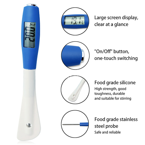 Digital Spatel Mattermometer - Blå och Vit Design