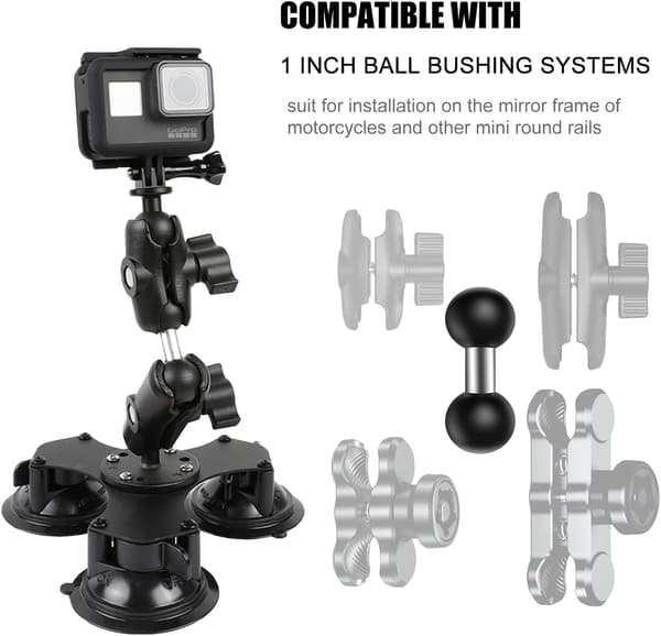 Motorcycle Mount Double Head Ball Adapter 25mm Double Ball Joint Arms Compatible with Double S