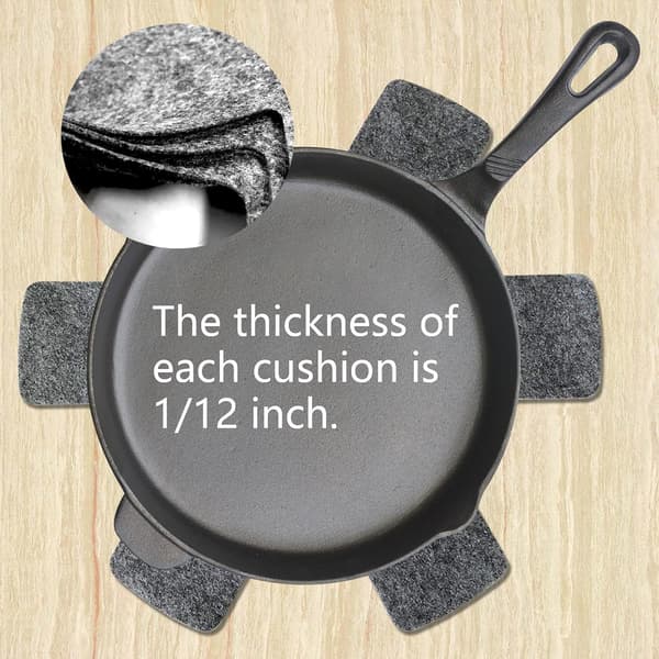 Kitchen Utensil Protectors, 6 Pieces, 3 Different Sizes, Non-Slip Cookware Dividers, Stackable to Prevent Scratches on Cookware, (Grey)