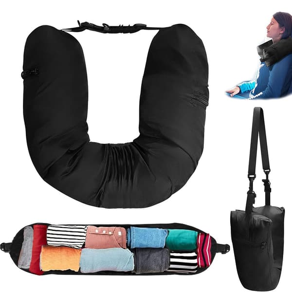 Fillable travel pillow for smart and compact packing