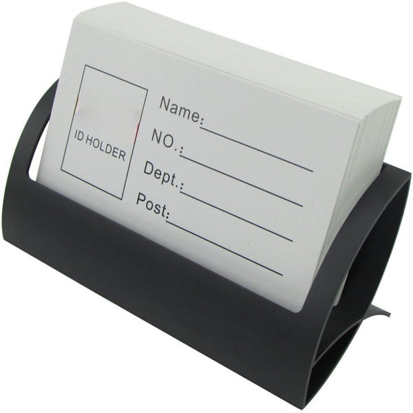 Desktop Innovativ Metal Visitkort Holder Stativ Kreativ Q Form Aluminium Visitkort Holder (Sort)