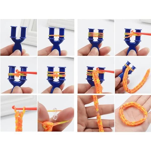 Loom Elastisk Armbåndsfremstillingssæt, 1500 dele, Regnbuedesign, Sikker for børn ≥3 år, +36 Lommer YYV