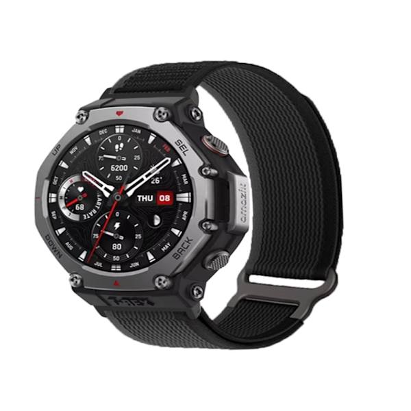 Nylon Strap Black Compatible with Huami Amazfit T-Rex 3 - Comfortable and Adjustable Replacement Strap