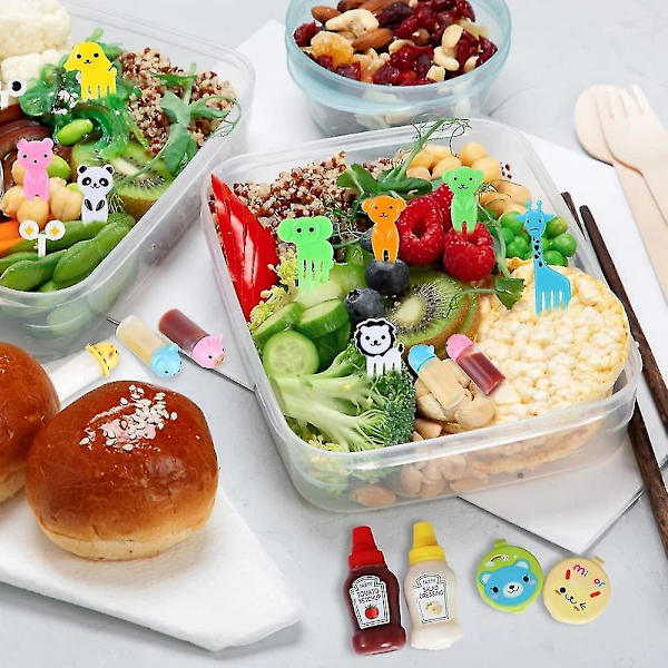 55-delt sett med sausflasketilbehør for barnas bentobokser, inkludert matspader, mini ketchup-klemflasker, tilbake til skolen