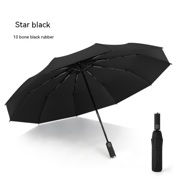 Paraply helautomatiskt paraply Compact Reverse Folding Paraply Auto Vindtätt reseparaply（svart）