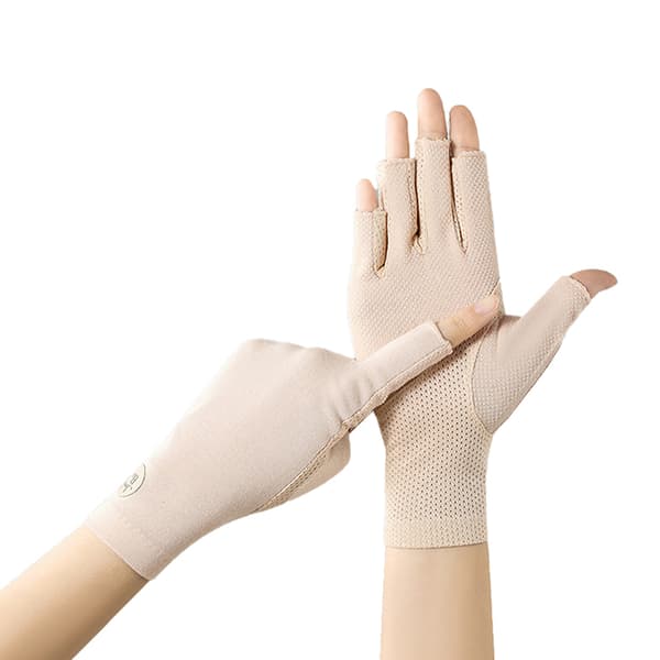 Bomulls sommar dam tunna spets dagg halvfinger ridning UV-skydd Beige Beige