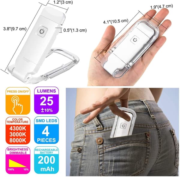 USB-leselys, oppladbar LED-leselys med bokmerke