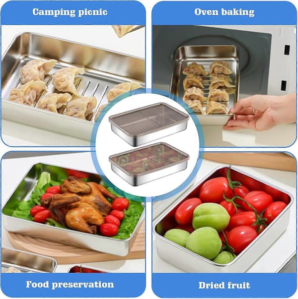 Food Storage Containers with Lids: 2 Stainless Steel Lunch Boxes, Stackable Storage Containers with Airtight Lids