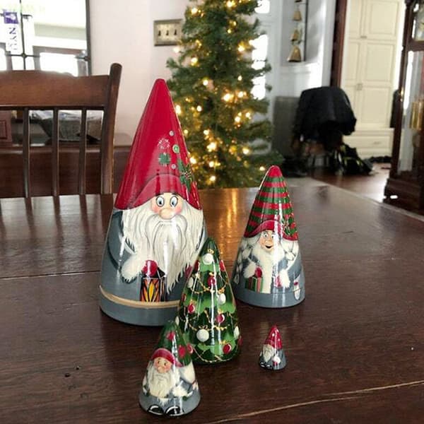 5 stykker julematryoshka julegnome samledukker stabelbare dukker ornamenter julepynt