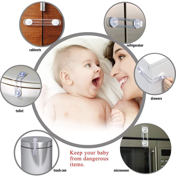 4 stk Babyskapslåser - Barnesikkerhet - Dørskap vinduslås - Hjemmesikkerhetsbeskyttelse (Lengde: 16,5 cm)