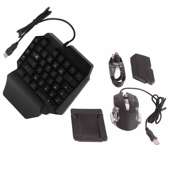 Portable Mini Gaming Keyboard Mouse USB RGB Wrist Rest Half Hand 35 Keys Keyboard Mouse with Converter for Android for IOS