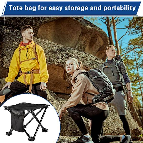 2 kpl Camping-jakkara Pieni Kevyt Kestävä Kannettava Jakkara Sivutaskulla Mukava Taittuva Tuoli Leirintään Kalastukseen