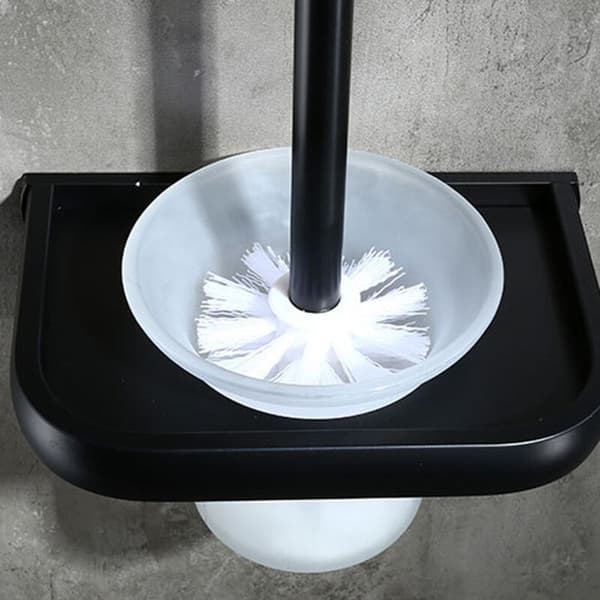 Svart toalettbørsteholder i aluminium for bad