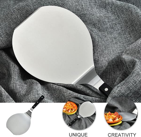 Pizzaspade i rustfritt stål med aluminiumskuff, rustfri og med opphengshull