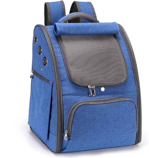 Puppy Cat Cage Bag, Small Dog Backpack, Foldable Breathable Pet Backpack, Dog Cat Bag Blue
