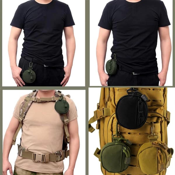 Compact MOLLE Tactical Pouch – EDC for Keys, Headphones, and Small Tools – Khaki Khaki Khaki