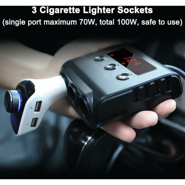 3-Portars Billader Multi-Uttak Sigarettenner 24V/12V USB Billader Multi-Adapter Splitter 4 USB-Porter