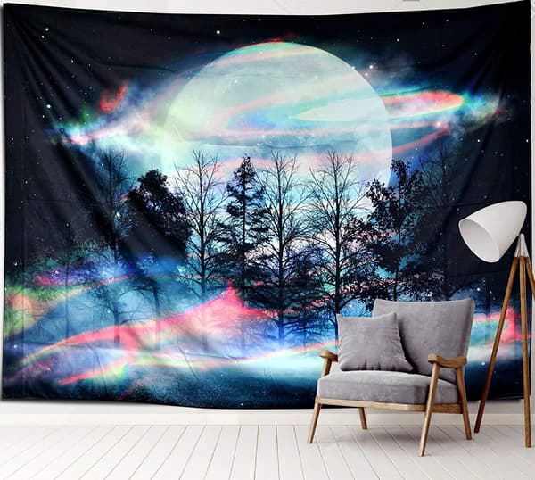 1 st Månen, 150CM*130CM Mandala Tapestry, Galaxy Tapestry, Måne