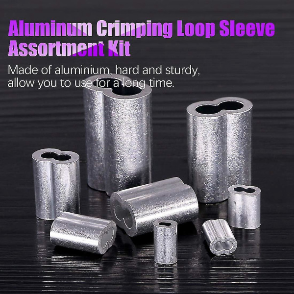 320 stk 8 størrelser af aluminium crimping lasso ærme, kompatibel med ledninger og kabler