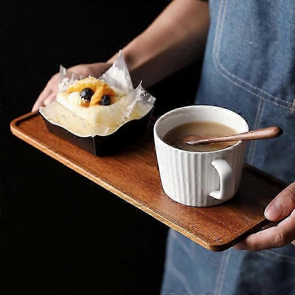 Träbricka, Massiv Trä Eftermiddagstebricka, Fruktbricka, Enkel Snackbricka för Café