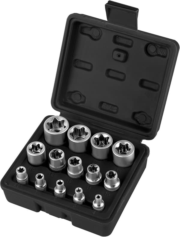 Torx-naarashylsysarja 1/4 \" 3/8 \" 1/2 \", Torx E-profiilihylsyt E4, E5, E6, E7, E8, E10, E11,