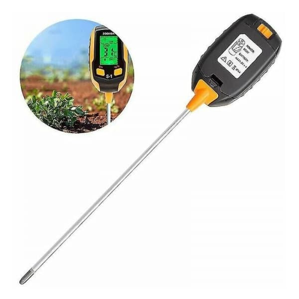 Jord pH-måler 4 i 1 Digital jordfugtighedstester Plantetermometer