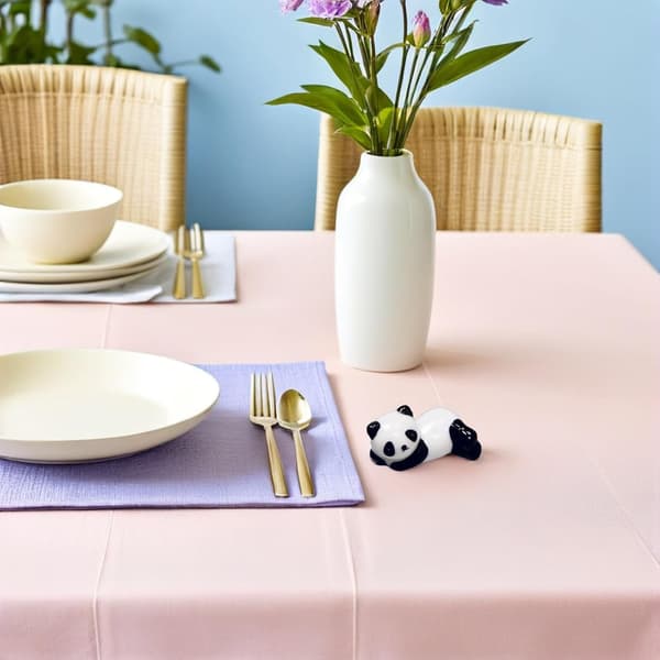 Chopstick Rest Easy to Finish Delicate Style Clean Cartoon 6 Pcs Ceramic Panda and Chopsticks Set
