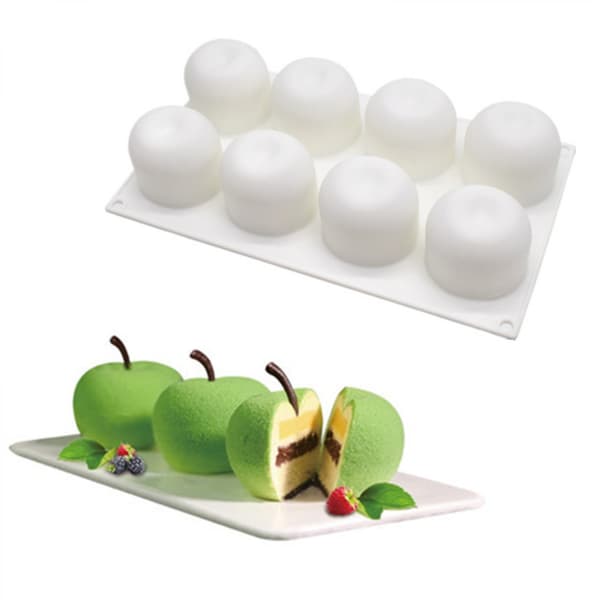 8-hullers silikoneform i æbleform, 3D silikone bageform til muffins, kager, dessert og mousse [GKS]