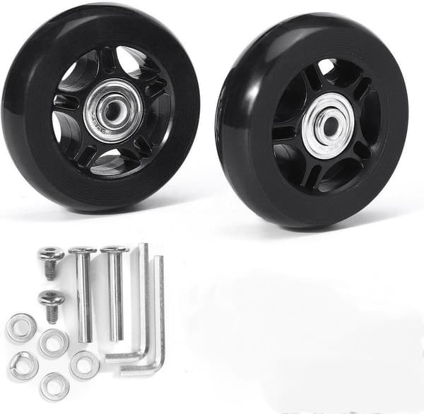 Replacement Wheels for Luggage, 2 Pieces, Universal Rubber Wheels, Black, 60x18mm