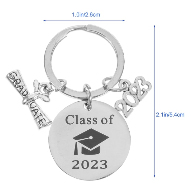 2 stk. Graduation Nøglering Nøglering i Rustfrit Stål Klasse Af Nøglering Gave 5,4X2,6CM 5.4X2.6CM
