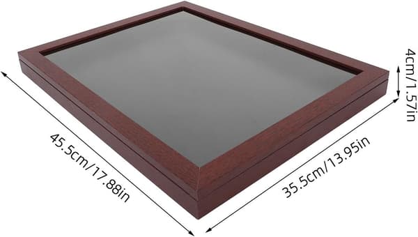 Sportsgenser Vitrineskap med Frontåpning Tre Shadow Box, Rektangulær Brun Ramme