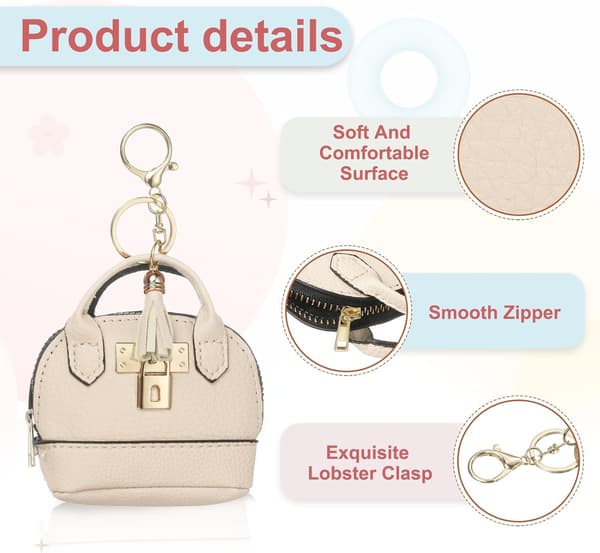 2 st Mini Tote Bag Nyckelring 2 st Vit Brun White/Brown